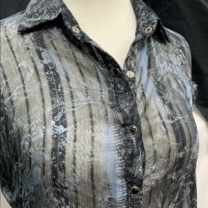 S-Twelve Black Sheer Top with Open Back at Waist